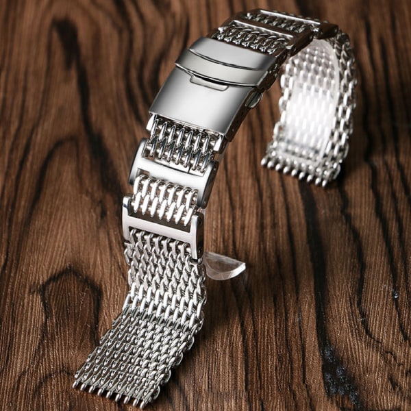 20/22/24MM Rostfritt stålband, Rostfritt stål Shark Mesh 24MM