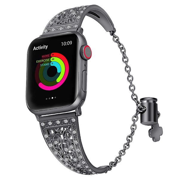 38 mm 42 mm rem, lämplig för Apple Watch 1/2/3/4/5/6 Flower Black 38mm