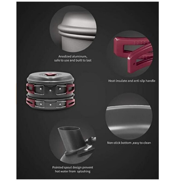 13 ST Camping Köksredskap Mess Kit, Nonstick lätt