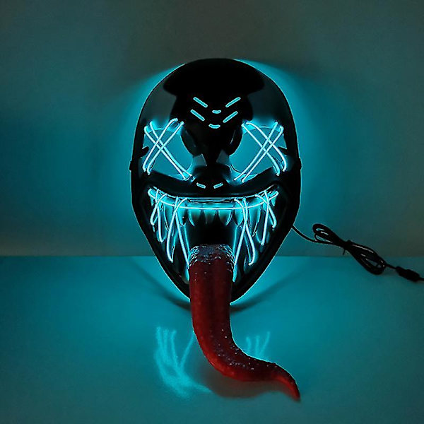 Venom Mask Skräck Kallt Ljus Halloween Mask Led Vuxen