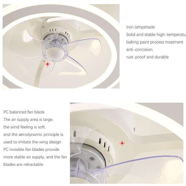 48CM Sovrumsfläktljus, 220V LED36W Steglös dimmer Living