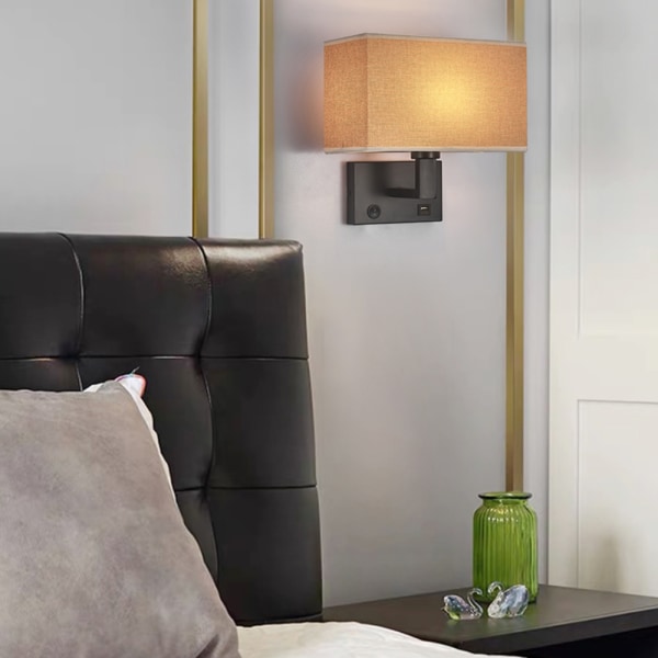 Vägglampa inomhus, modern minimalistisk stil, 1058 tyg Black + White