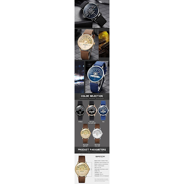 SANDA P1030 Fashion Date Display Creative Dial Mode Män