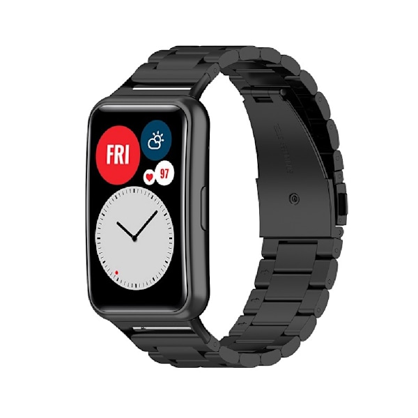 22,5 mm band i rostfritt stål för Huawei Watch Passar tre pärlor Black