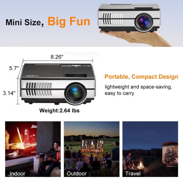 600D Miniprojektor Android Wifi Smart Hemmabio Full HD