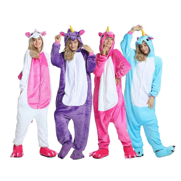Pegasus Kostym Vuxna Barn Unicorn Pyjamas Onesie Purple S