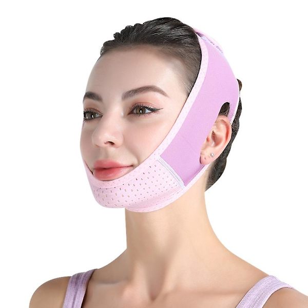 Återanvändbar V Line Mask Facial Slimming Strap Double Chin Fast Purple