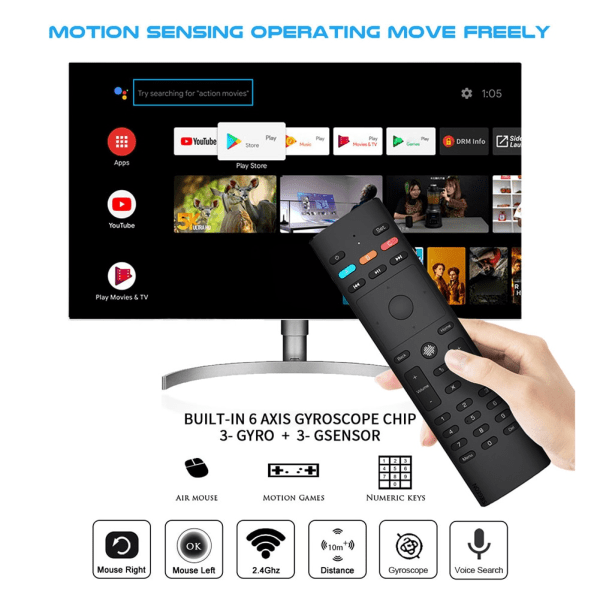 2.4G trådlös Air Mouse 34 tangenter 6 Axis Gyro Voice Remote