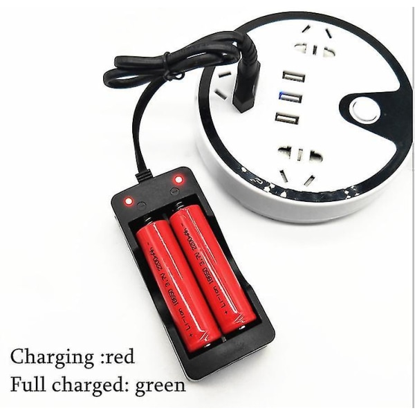 2 platser Smart Charging 18650 Batteri Li-ion Uppladdningsbart