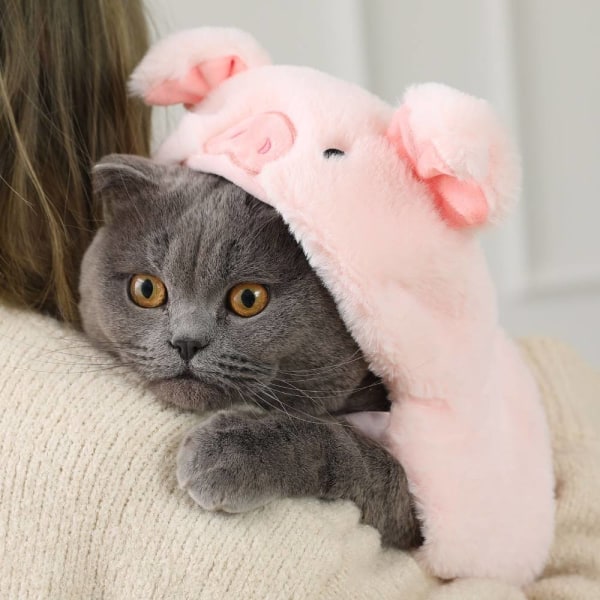 Plysch Drag Husdjurskläder, söt tecknad Piggy Cape Pink S