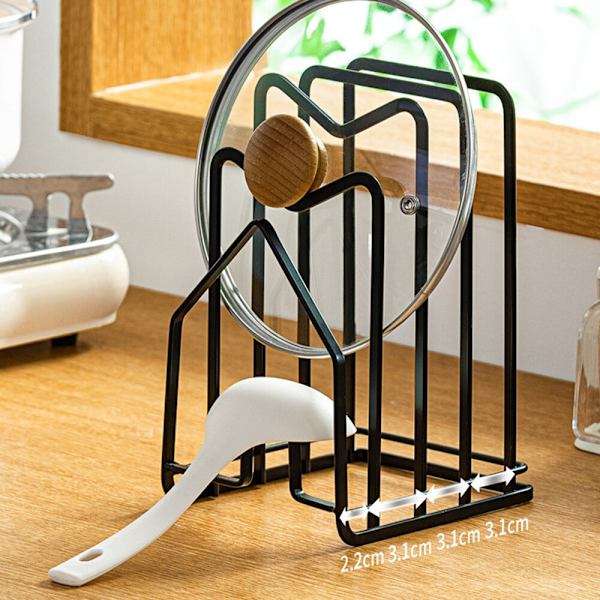 Järn Pot Lock Rack Skärbräda Hållare Hylla Matlagningsskål