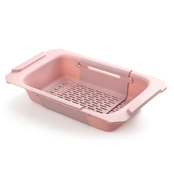 Avloppskorg i plast, utdragbar med diskbänk för kök Pink