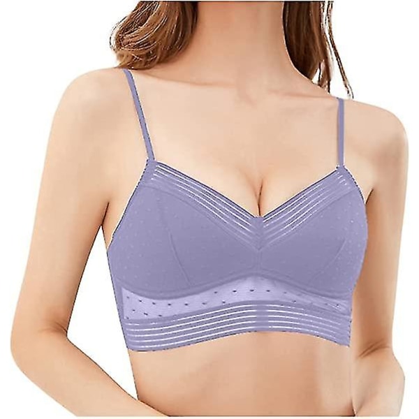 Low Back Wireless Lifting Lace BH, U-formad BH Push Up Purple S