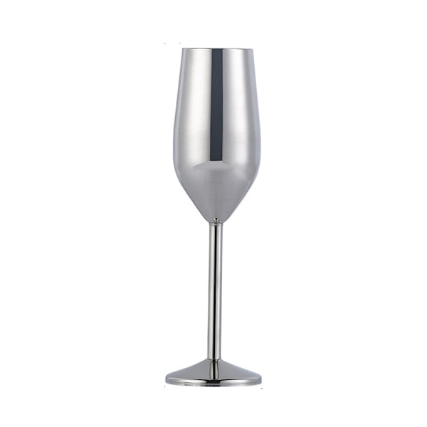 Champagneglas i rostfritt stål, hög fot i europeisk stil Silver