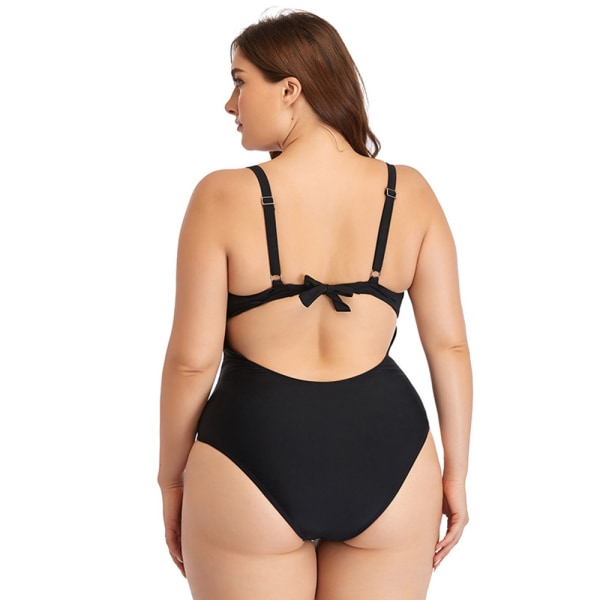 Europeiska och amerikanska Plus Size Baddräkt Dam, One Piece Black XL