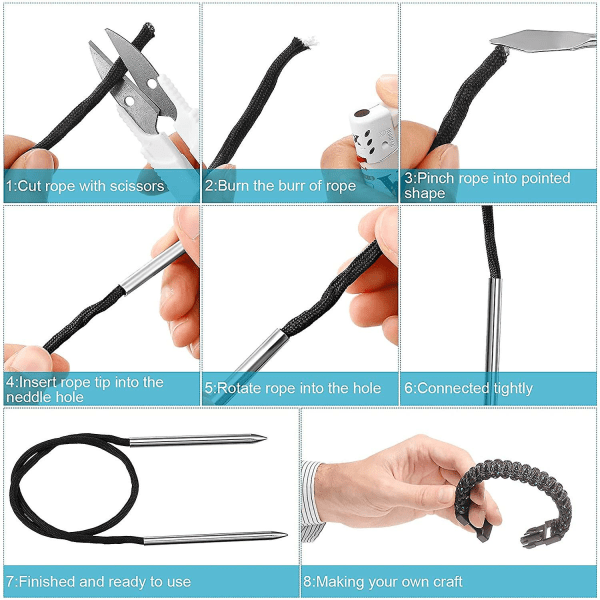 Paracord Knotting Tool Fid Set Rostfritt stål Spetsnål