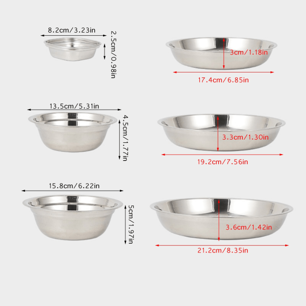 22st/ Set Bärbar rostfritt stål porslin Grill picknick