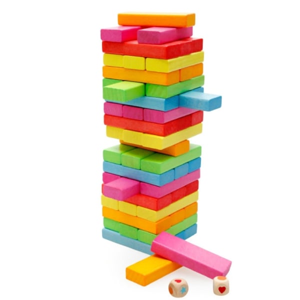 NYTT 54 st Wood Rainbow High Stacks Domino Board Jenga Game