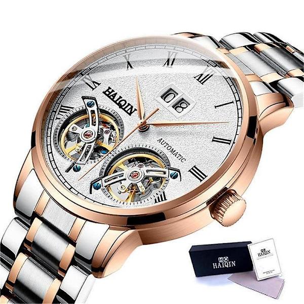 Automatisk självvindande watch i mekanisk stil för män Gold White S