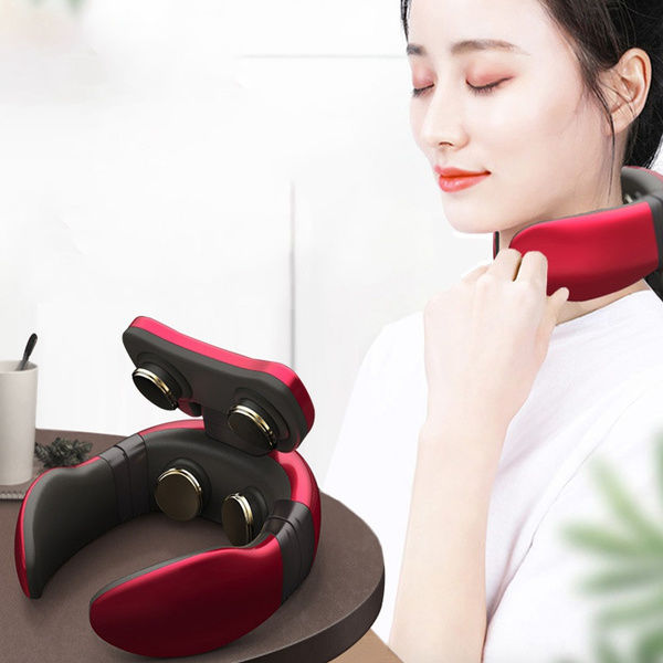 Uppladdningsbar Smart 4D Pulse Uppvärmd Neck Massager Avlastning