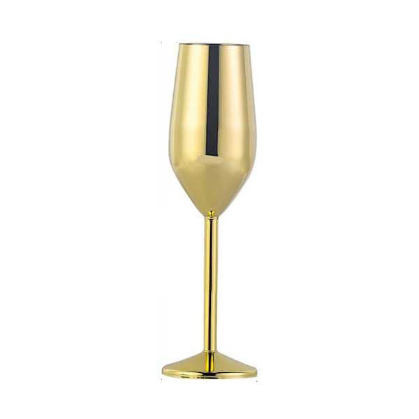 Champagneglas i rostfritt stål, hög fot i europeisk stil Gold