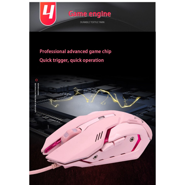 Rosa gamingmus Ergonomisk med professionell high end