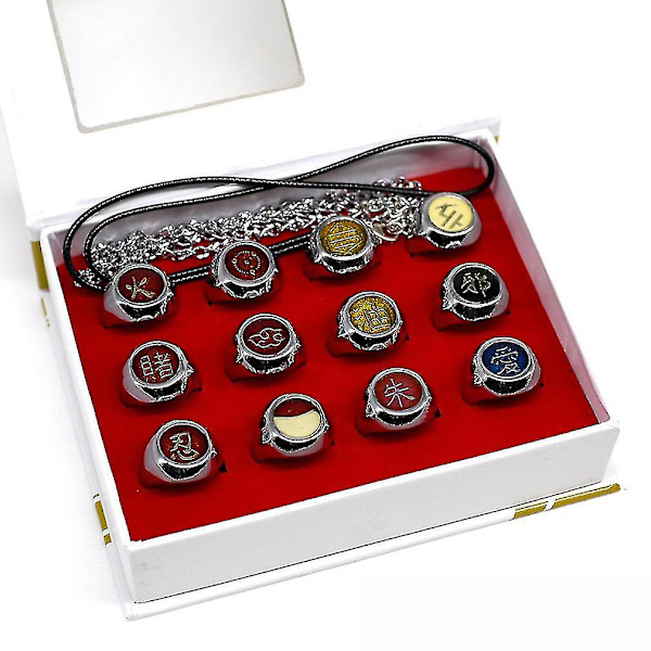 14 st Ring Set 12 Naruto Akatsuki Anime Ringar 2 Halsband