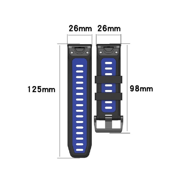 20mm/22mm/26mm Silikonrem för Garmin Fenix6X Red 22mm