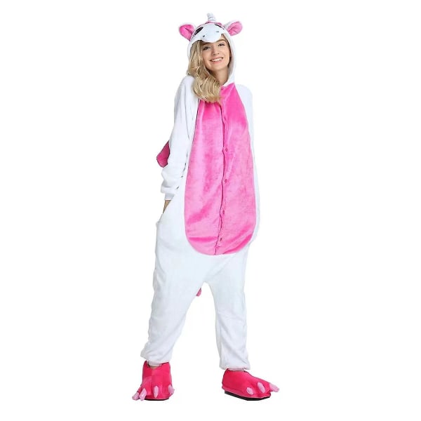 Pegasus Kostym Vuxna Barn Unicorn Pyjamas Onesie White and Pink 85