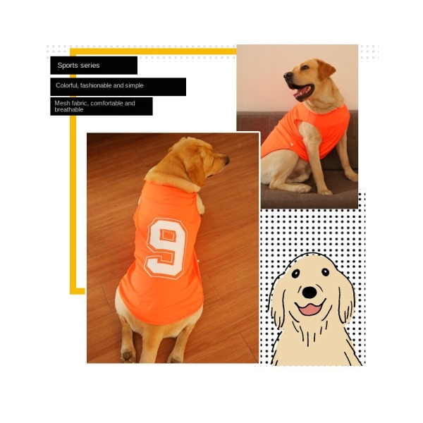 Stor Hund Sommar Tunna Kläder, Väst Golden Retriever Satsuma Orange XL