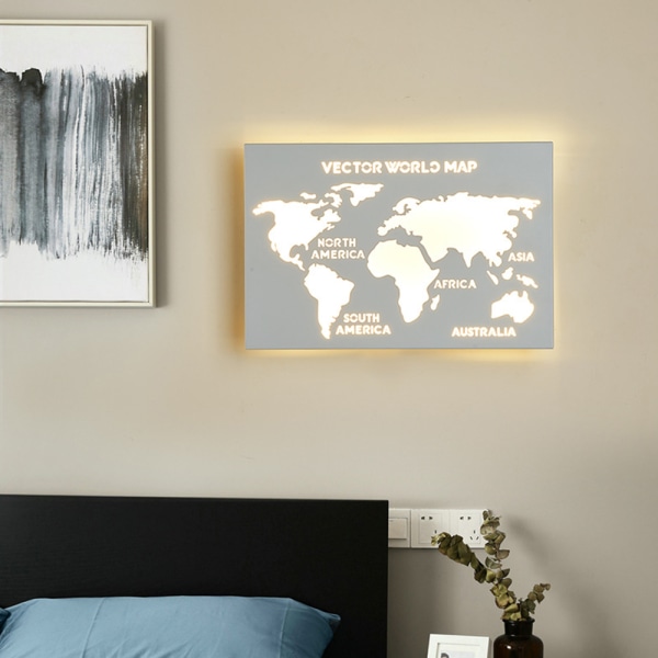 Världskarta Sänglampa Vägglampa Trefärgad LED, 220V TV