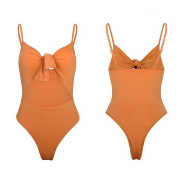 Knuten baddräkt i ett stycke, europeisk och amerikansk solid Orange M