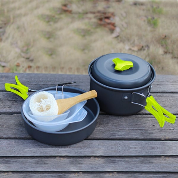 Bärbar camping set utomhus kokkärl Pan Pot skål