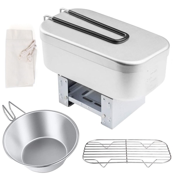 Mini hopfällbar spis Lunchlåda Ångställ skål Combo Set