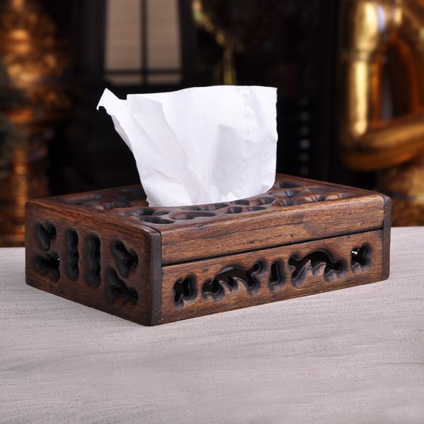 Thai Retro Trä Tissue Box Vardagsrum Creative European