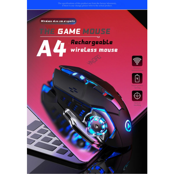 A4 Professional Gaming Mouse 6 Keys 2,4Ghz trådlös gamer