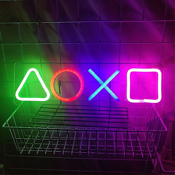 Led neonljus Playstation Controller spelikon tecken rum