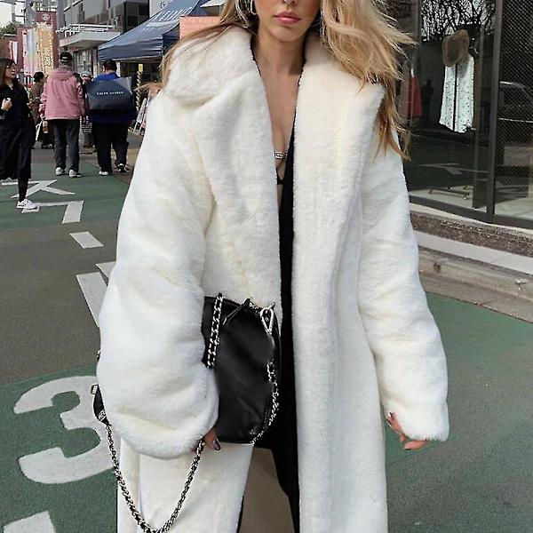 Dam Fluffy Teddy Bear Maxi Long Coat Jacka Overcoat Khaki M