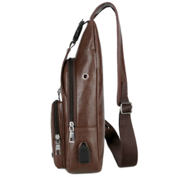 Mode män bröstväska Casual Crossbody axelväska (brun)