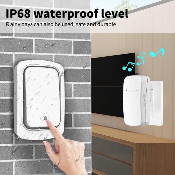 2ST Home Wireless Smart Vattentät Dörrklocka, Automatisk