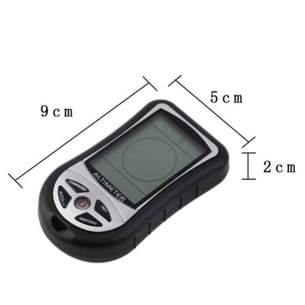 Digital 8 i 1 LCD Kompass Barometer Höjdmätare Termo