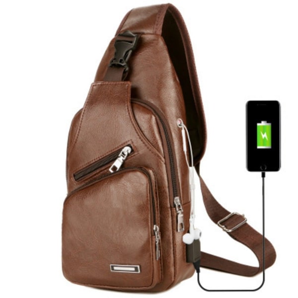 Mode män bröstväska Casual Crossbody axelväska (brun)