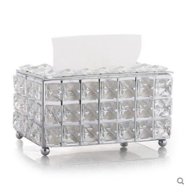 Crystal Tissue Box, nordisk stil för vardagsrum Lämplig Silver