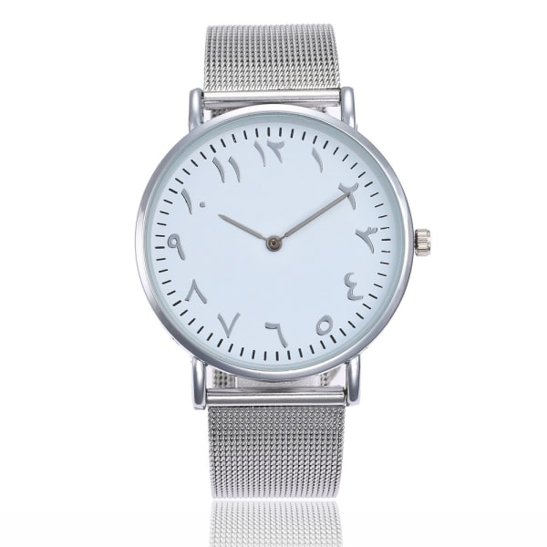 Mode Casual arabiska siffror Dial Mesh Strap Par