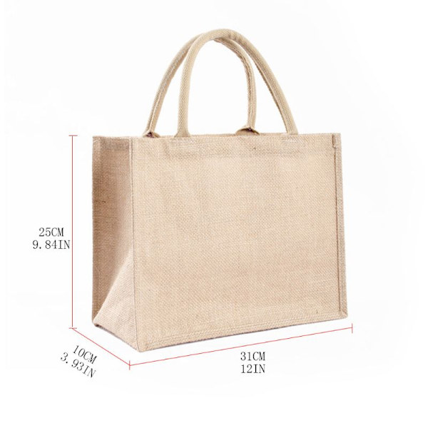 Bärbar Jute Återanvändbar Tote Shopping Bag Livsmedelsförvaring