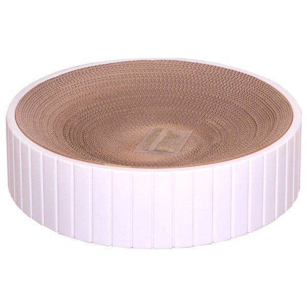 Kompass Rund Cat Scratching Board, Corrugated Paper Scratch White