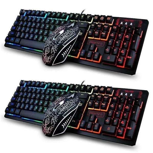 Gaming Tangentbord och Mus Set Rainbow Led USB