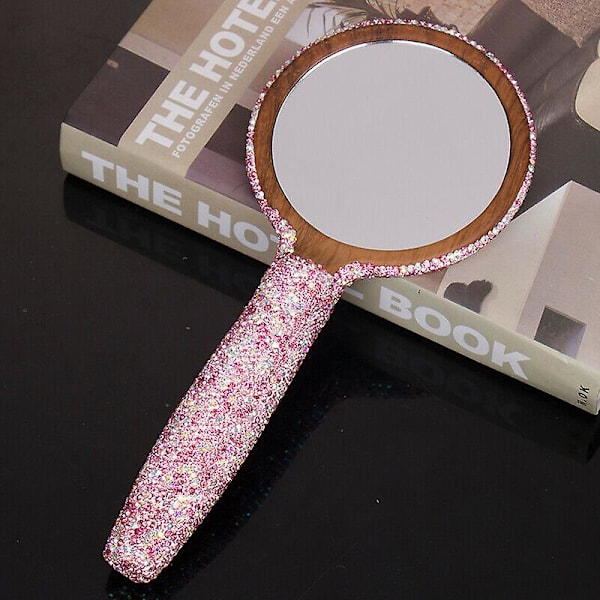 Crystal Diamonds Handhållen Spegel Med Handtag Personlig Makeup White