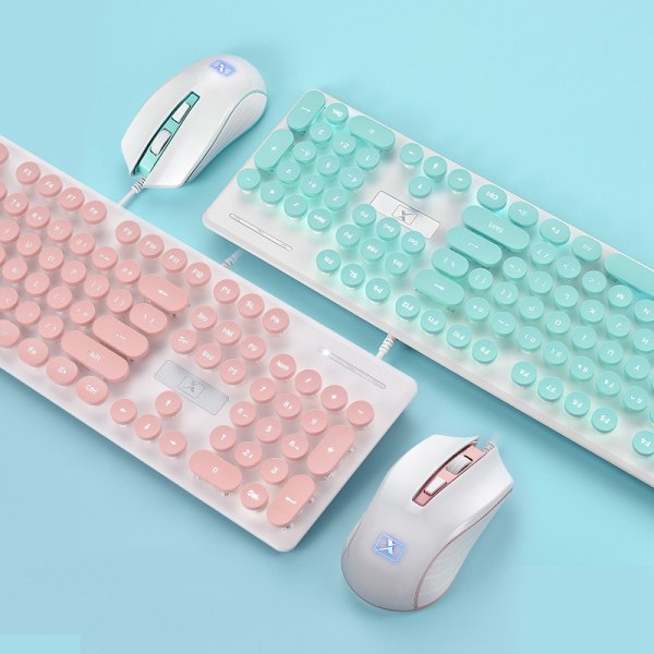 Bärbart Retro Keyboard Mus Kit Kabelanslutet speltangentbord med