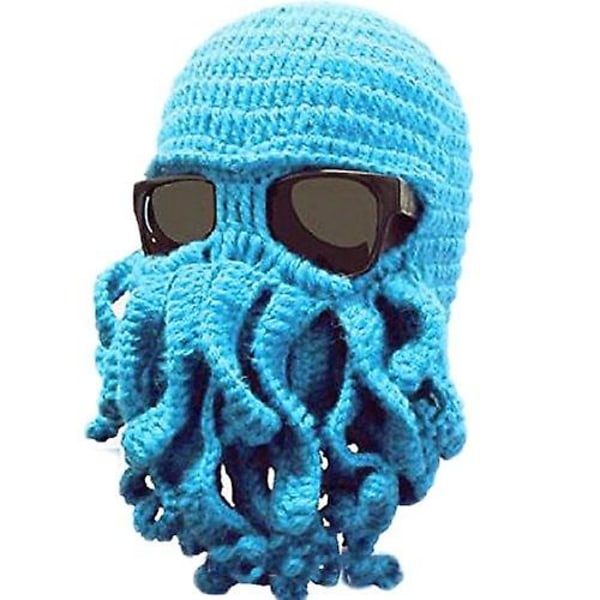 Tentakel Octopus Cthulhu Stickad mössa Cap Wind Ski Mask Blue